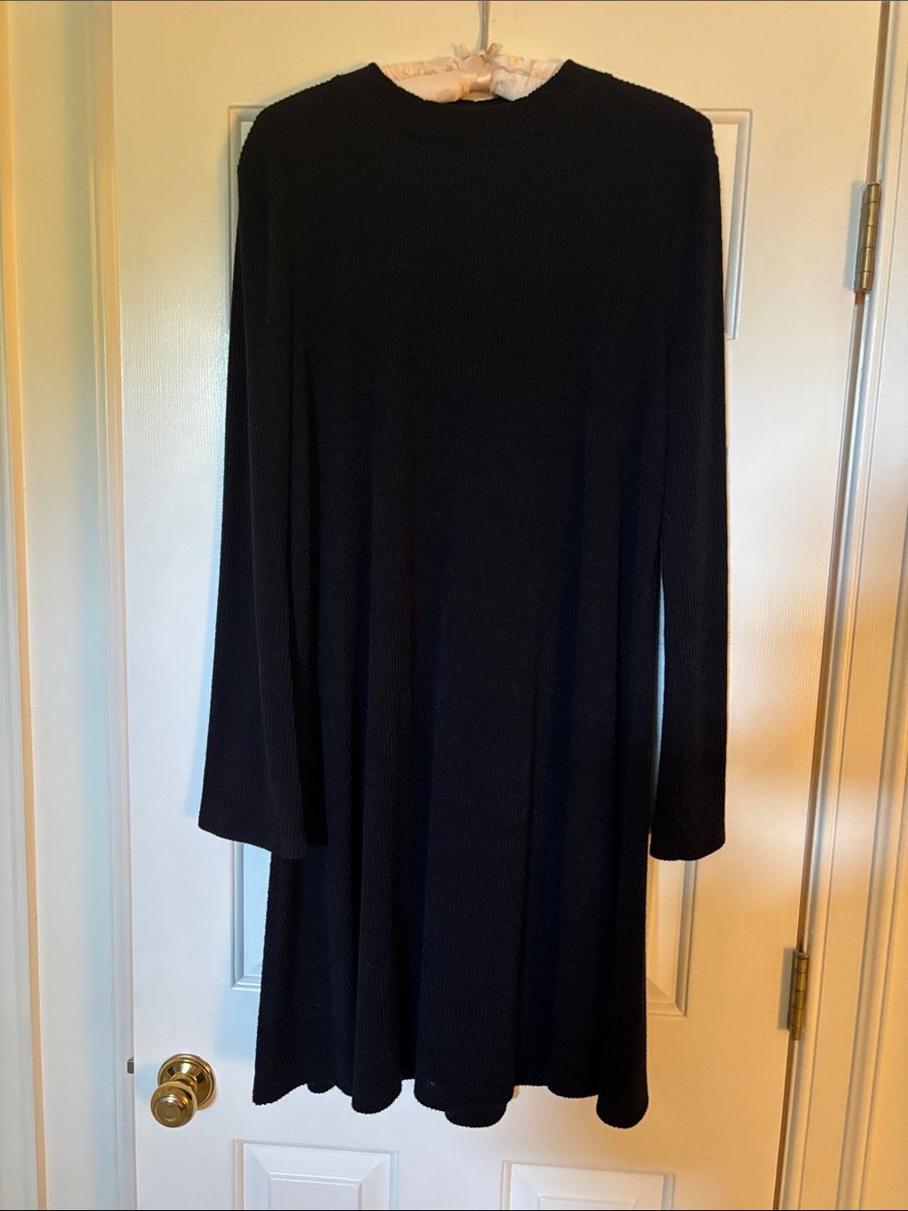 Old Navy Black Ribbed Long-Sleeve A-Line Mini Dress